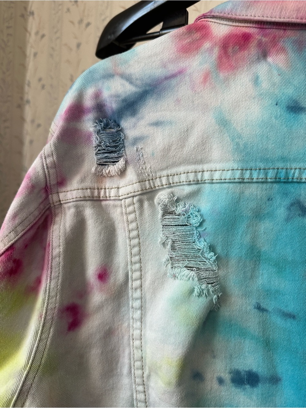 JustFab Pastel Tie-Dye Denim Jacket - Picture 8 of 10